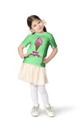 Girls Cotton Candy Ice Cream Tshirt - Front Detail - Adorable Ice Cream Graphics